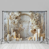 Aperturee - Aperturee Mottled Wall Boho Autumn Floral Candles Backdrop